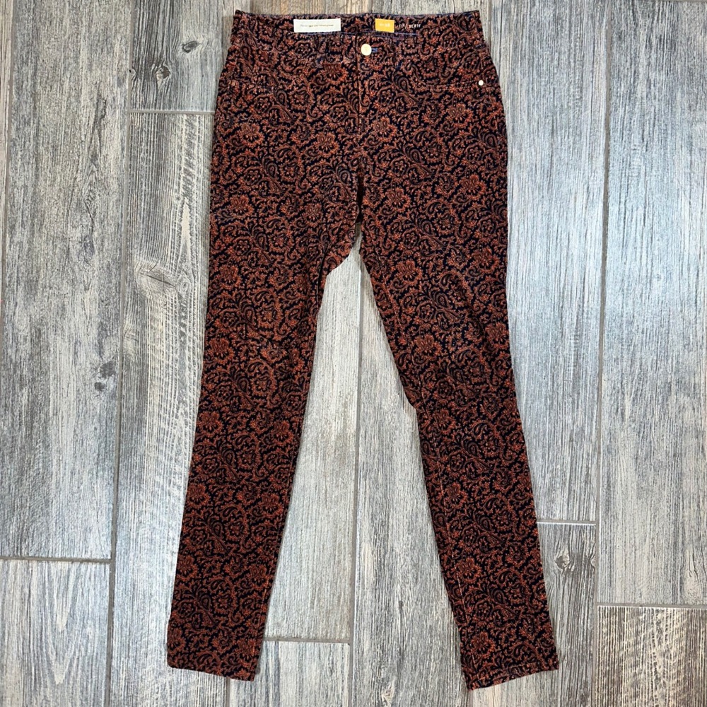 Pilcro and the Letterpress Anthropologie Paisley Corduroy‎ Pants Size 28